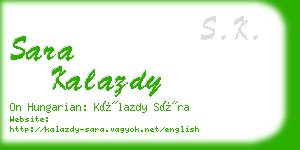 sara kalazdy business card